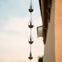 Chaine de pluie en métal Cloches, patine bronze - L. 2m