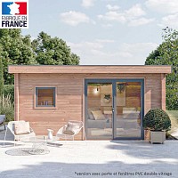 Chalet de jardin NANTUA 20m2 - Bois Douglas 55mm fabrication française L. 5,1 x l. 3,9 x H. 2,5m