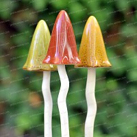 Lot de 3 champignons céramique été