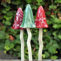 Lot de 3 champignons céramique automne