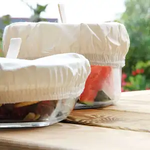 Charlottes couvercles réutilisables en coton bio - lot de 3