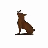 Silhouette chien papillon sur le nez en métal rouillé