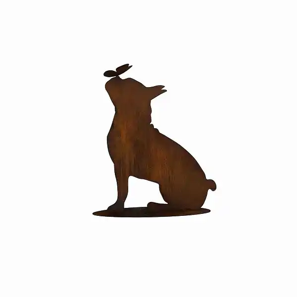 chien bouledogue metal socle