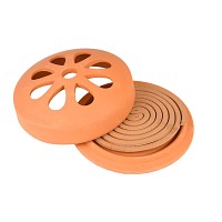 Set de 10 spirales à la citronnelle et support en terre cuite