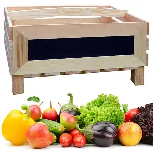 Clayette - Cagette empilable en bois pour fruits et légumes avec ardoise L. 40 x l. 30 x H. 41cm