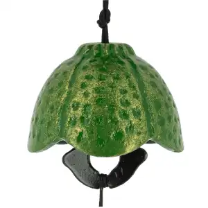 Carillon japonais - clochette - Furin Feng shui en fonte émaillée D.5cm, Vert