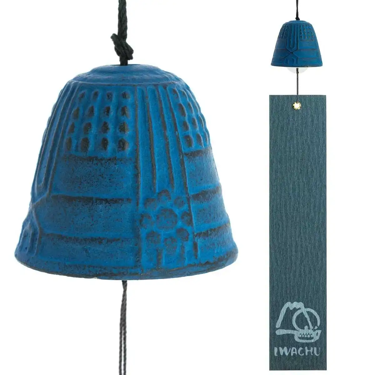 Clochette japonaise Feng Shui en fonte - bleue  Clochette japonaise Feng Shui en fonte - bleue