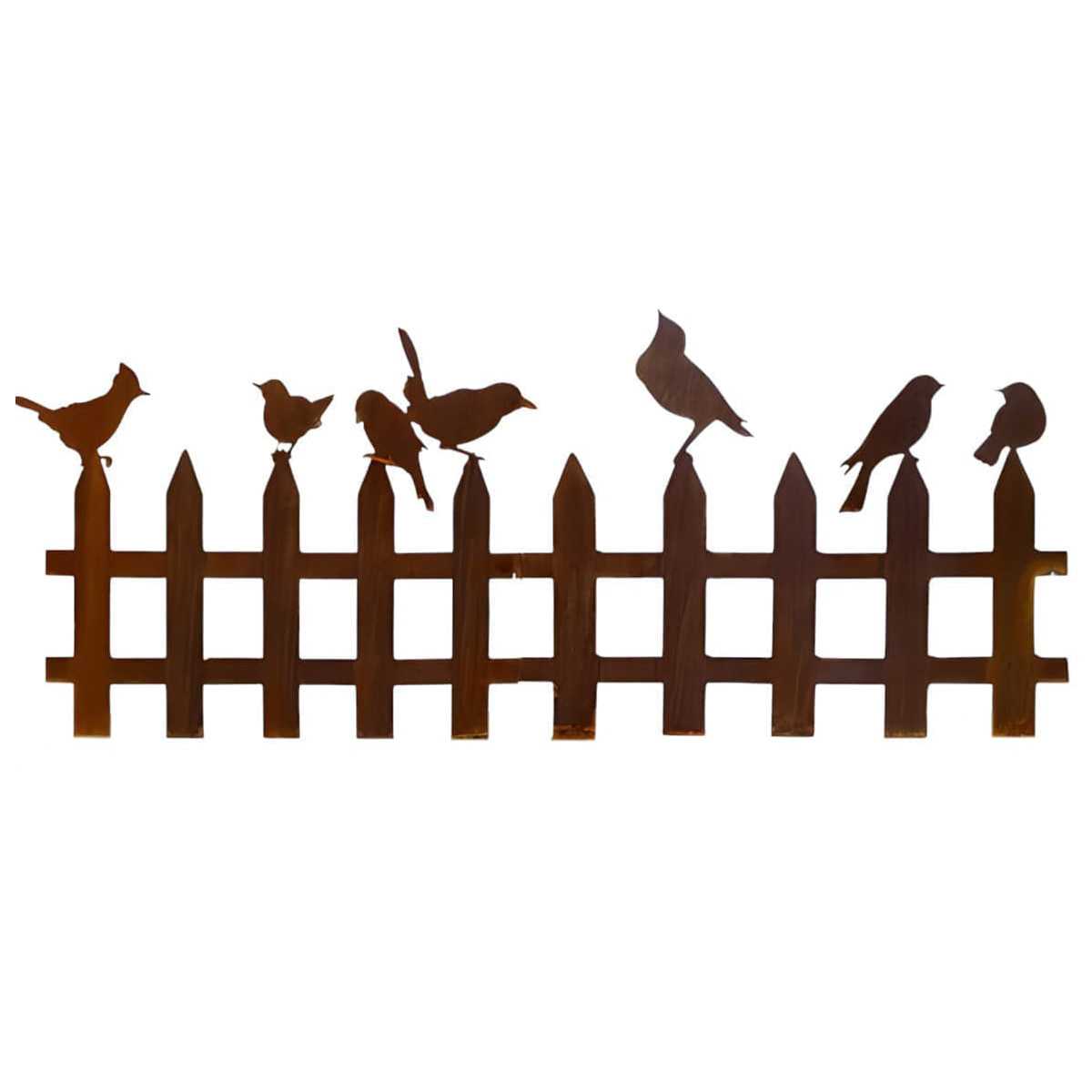 cloture deco rouille oiseaux 200cm