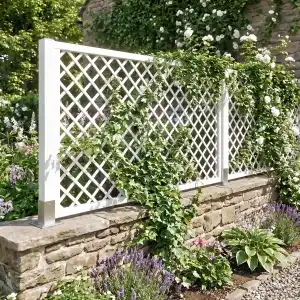 Clôture muret personnalisable Majesta - Panneau treillis premium avec cadre H.100cm