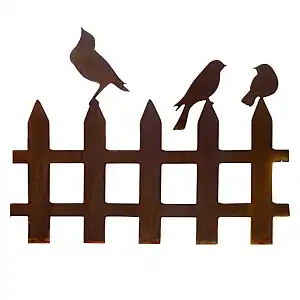 Clôture silhouette oiseaux en métal rouillé - modèle droite L. 100 x H. 82cm