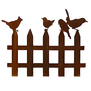 Clôture silhouette oiseaux en métal rouillé - modèle gauche L. 100 x H. 82cm  Clôture silhouette oiseaux en métal rouillé - modèle gauche L. 100 x H. 82cm