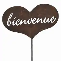 Coeur Bienvenue - déco de jardin en métal