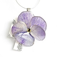 Collier pendentif vraie fleur de pensÃ©e - Violet