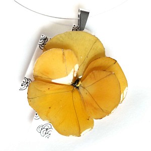 Lien vers un produit variante ou accessoire : Collier pendentif vraie fleur de pensée - Jaune