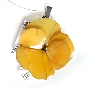 Collier pendentif vraie fleur de pensée - Jaune