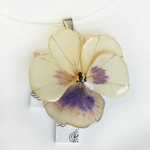 Lien vers un produit variante ou accessoire : Collier pendentif vraie fleur de pensée - Blanche