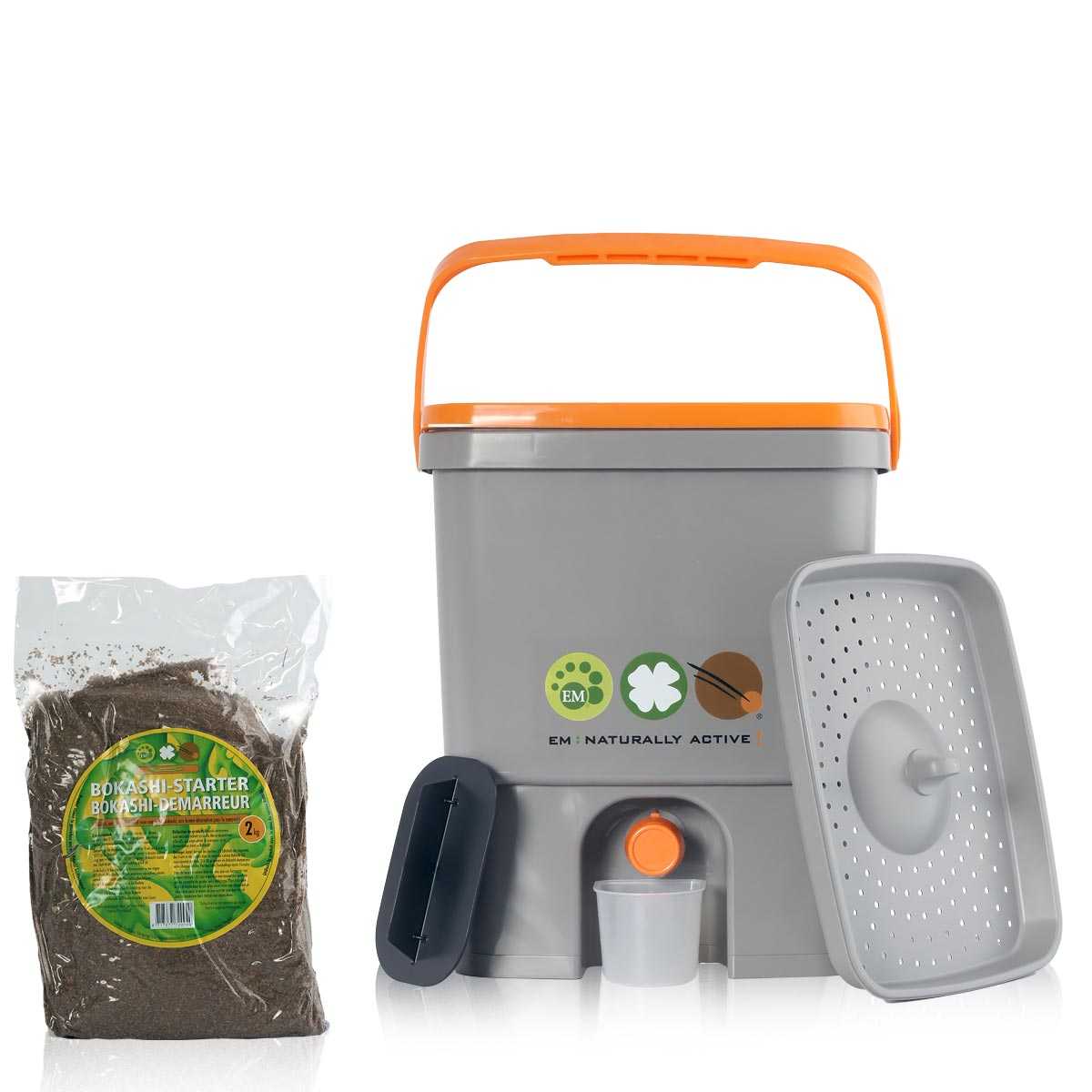 Bokashi Poubelle Organico de compostage pour déchets de cuisine Gris / Vert Poubelle de compostage pour micro-organismes efficaces