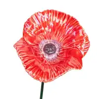 Coquelicot rouge - Fleur en céramique sur tige à planter