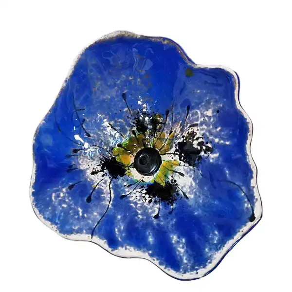 coquelicot verre bleu fonce