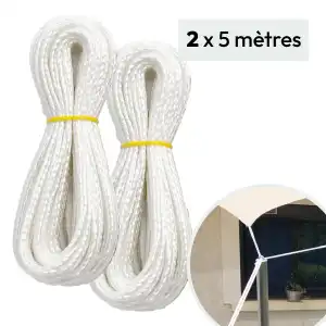 Lot de 2 cordes pour voile d'ombrage 2 x 5m