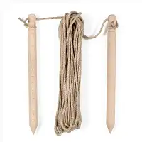 Cordeau de jardin en bois et corde en chanvre 10m