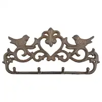 Crochet mural en fonte- Style vintage avec oiseaux