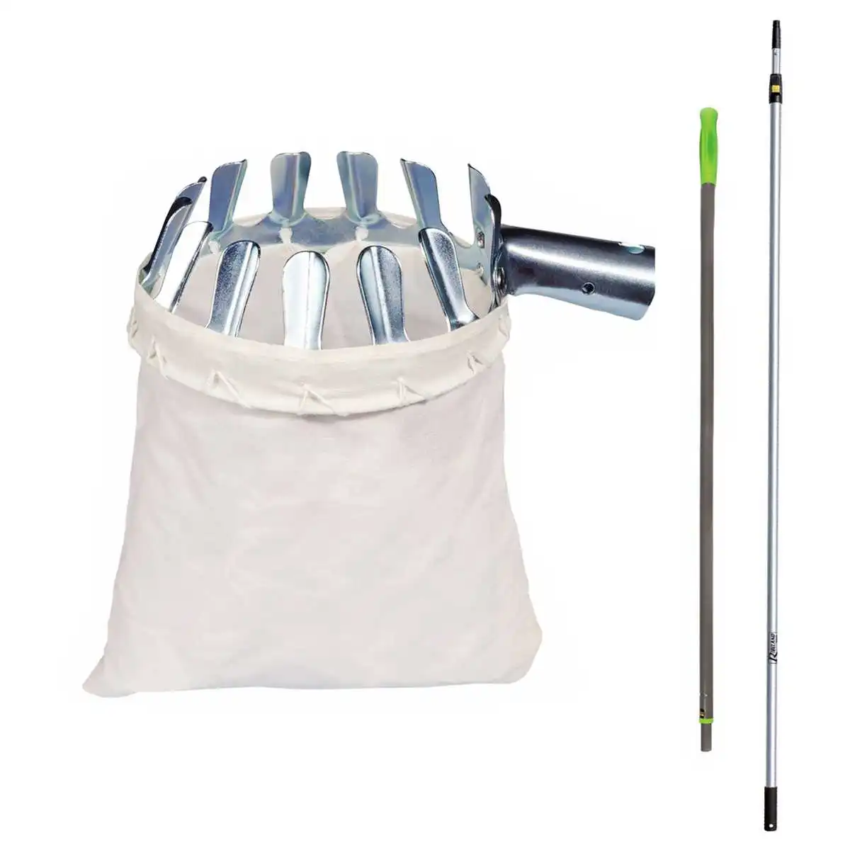 Cueille-fruit avec manche téléscopique et sac en coton  Cueille-fruit avec manche téléscopique et sac en coton
