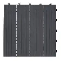 Dalle terrasse clipsable aspect bois en caoutchouc recyclé - Gris L.45 x l.45cm