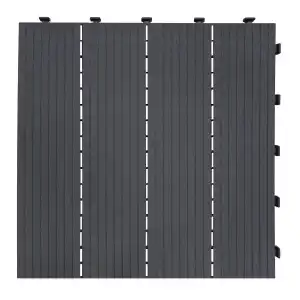 Dalle terrasse clipsable aspect bois en caoutchouc recyclé - Gris L.45 x l.45cm