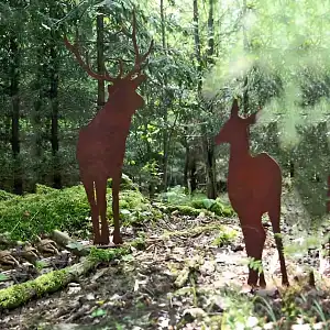 Couple cerf et biche en métal rouillé
