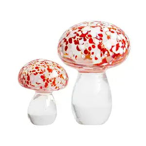 Champignon décoratif en verre soufflé - lot de 2