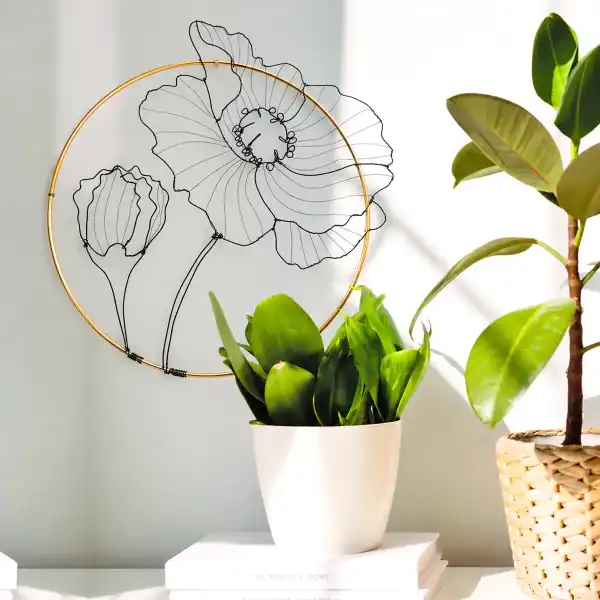 decoration murale fleurs pensee 20 cm