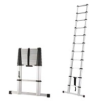Échelle télescopique en aluminium - 11 barreaux - H. 82 à 320cm