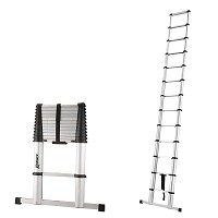 Échelle télescopique en aluminium - 13 barreaux - H. 93 à 390cm