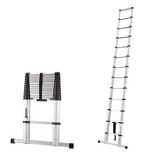 Échelle télescopique en aluminium - 13 barreaux -  H. 93 à 390cm