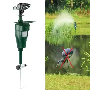 Répulsif animaux à jet d'eau pour massifs et bassins - Détecteur de mouvement anti-chats, oiseaux et hérons