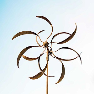 Lien vers un produit variante ou accessoire : Éolienne de jardin en fer rouillé H.195 cm - Feuilles de saule