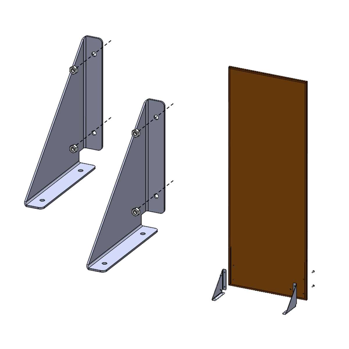 2 équerres de fixation pour panneau en métal - Sol rigide