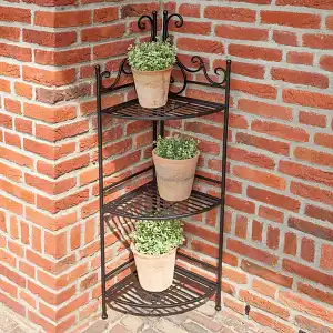 Étagère d'angle pliante en fer 3 niveaux 114cm  Étagère d'angle pliante en fer 3 niveaux 114cm