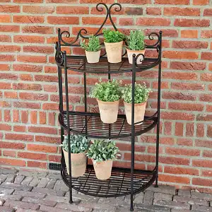 Étagère demi-ronde pliante en fer 3 niveaux 114cm