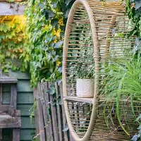 Etagère murale ronde en résine tressée - Extérieur