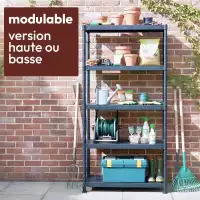 Étagère en plastique solide modulable - 5 tablettes, 50kg par étage L.90 x P.40 x H.184cm