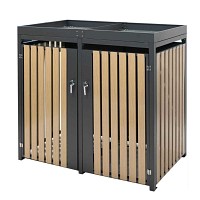Cache poubelle double avec bac jardinière