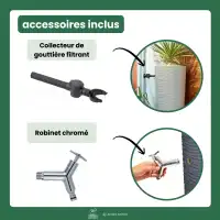 Récupérateur eau de pluie avec bac à plantes Natura - H.150 x D.62 cm - 350L