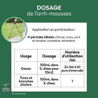 Traitement anti mousses, algues et lichens sur gazon et troncs d'arbre - 1L, jusqu'à 100m2