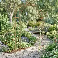 Arche de jardin arrondie en acier corten Arcade - L.141 x l.45 x H.240cm
