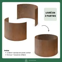 Jardinière ronde - Bac potager en acier corten D.93 x H.60cm