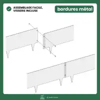 Bordurette métal acier français L.1m x H.12.5cm - Marron RAL 8017