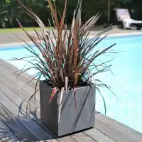 Jardinière carrée extérieure effet béton 31L - Qualité premium, double paroi L.39,5 x l.39,5 x H.43,5cm - Anthracite