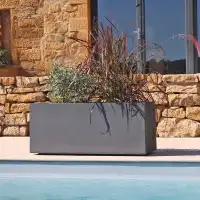 Jardinière extérieure effet béton 98L - Qualité premium, double paroi L.99,5 x l.39,5 x H.43,5cm - Anthracite